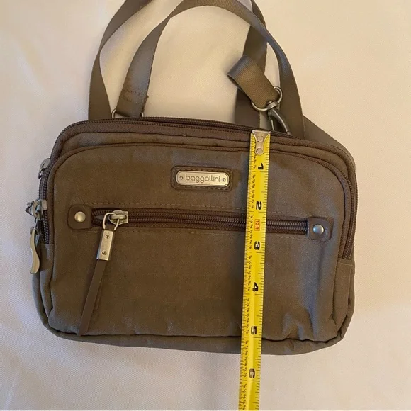 Baggallini Crossbody belt bag adjustable strap color is taupe RFDI - Picture 12 of 15
